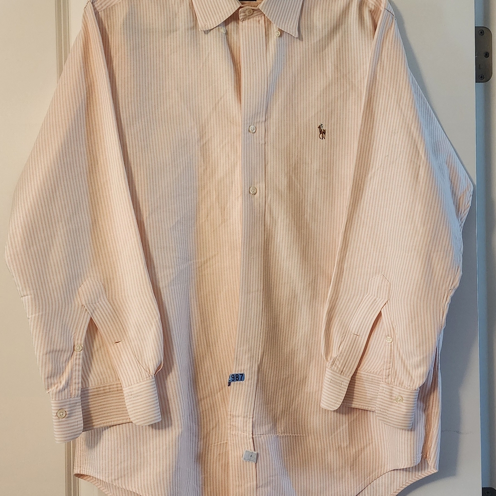 Ralph Lauren Mens Striped Shirt Long Sleeve 100% Cotton Button Front Cuffed NWOT